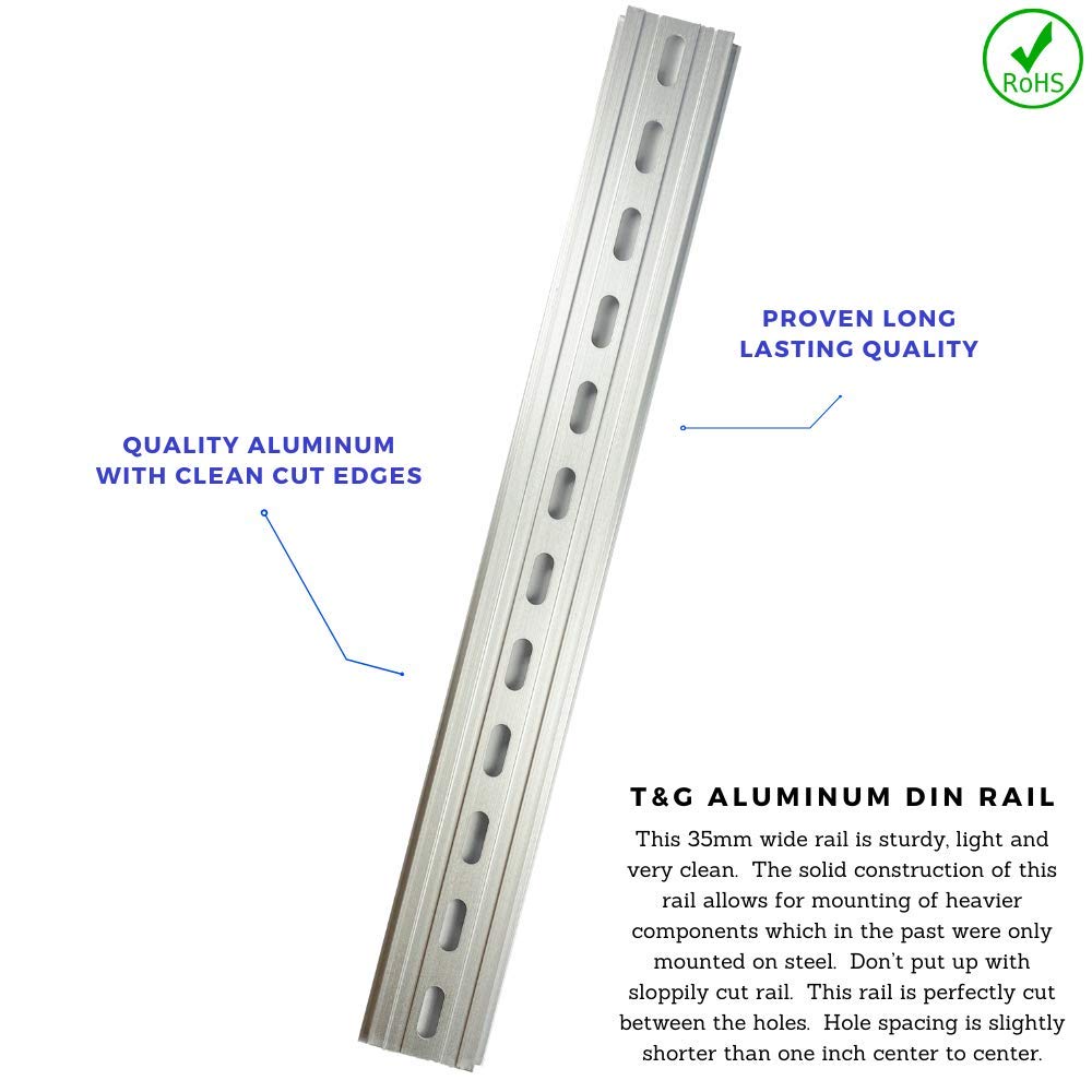 ICI T&G 2 Pieces DIN Rail Slotted Aluminum RoHS 12 Inches Long 35mm Wide  7.5mm High