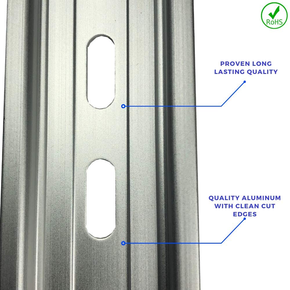 MECCANIXITY 3-Pack Aluminum DIN Rail – 500mm X 35mm X 7.5mm, Slotted Mounting Guide, Silver Tone – For Circuit Breakers, Relays, Terminal Blocks & Electrical Panels