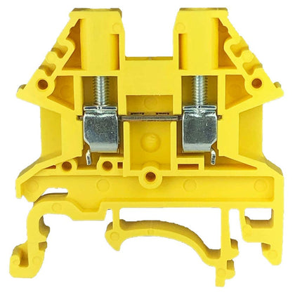 ICI Dinkle DK2.5N-YW 3 Pieces DIN Rail Terminal Block with End Cover DK4NC-YW Screw Type Yellow UL 12-22AWG, 20A, 600V
