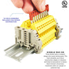 ICI Dinkle Power Distribution DK2.5N-YW 10 Gang Box Connector DIN Rail Terminal Blocks, 12-22 AWG, 20 Amp, 600 Volt Solar Combiner Yellow