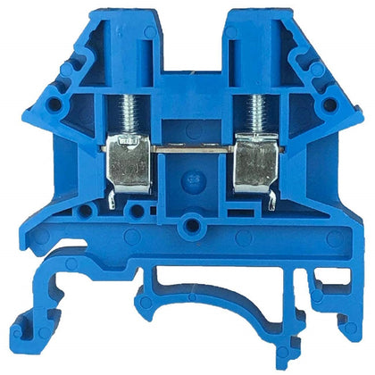 ICI Dinkle DK2.5N-BL 3 Pieces DIN Rail Terminal Block with End Cover DK4NC-BL Screw Type Blue UL 12-22AWG, 20A, 600V