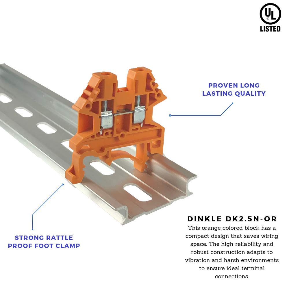 thumbnail image 2 of Dinkle DK2.5N-BR DIN Rail Terminal Blocks - Brown, 12 AWG, 20A, 600V (Pack Of 100) 2 of 4
