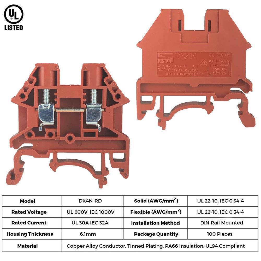 SOLAR COMBINER BOX Connector DIN Rail Terminal Blocks Dinkle 6AWG 60A