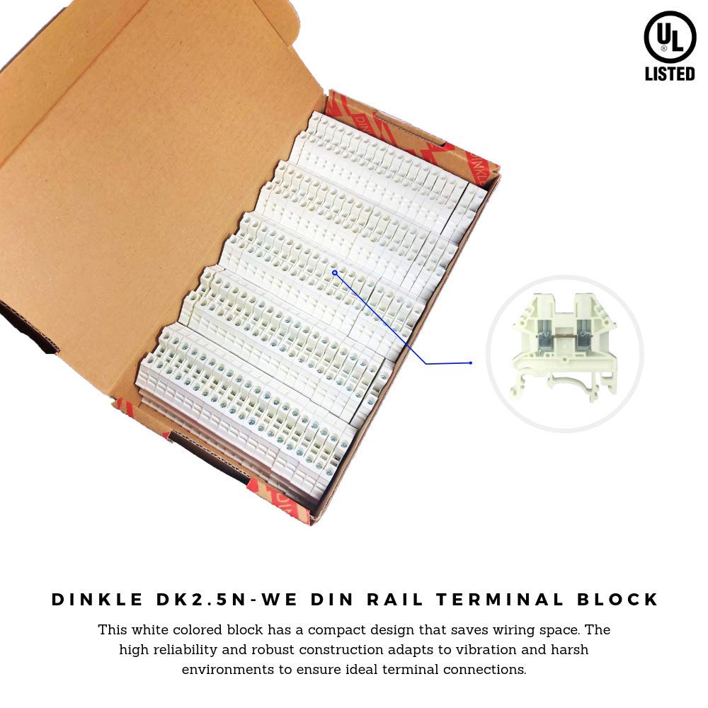 Dinkle UL 600V Terminal Blocks Dinkle DK2.5N White DIN Rail Terminal Blocks ...