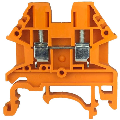 ICI Dinkle DK2.5N-OR 3 Pieces DIN Rail Terminal Block with End Cover DK4NC-OR Screw Type Orange UL 12-22AWG, 20A, 600V