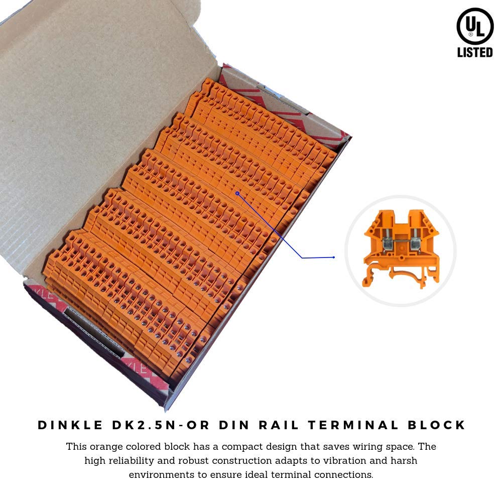 Dinkle Dinkle DK2.5N-OR DIN Rail Terminal Block (Pack of 100) – Terminal Blocks